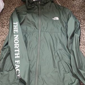 The North Face olive green windbreaker